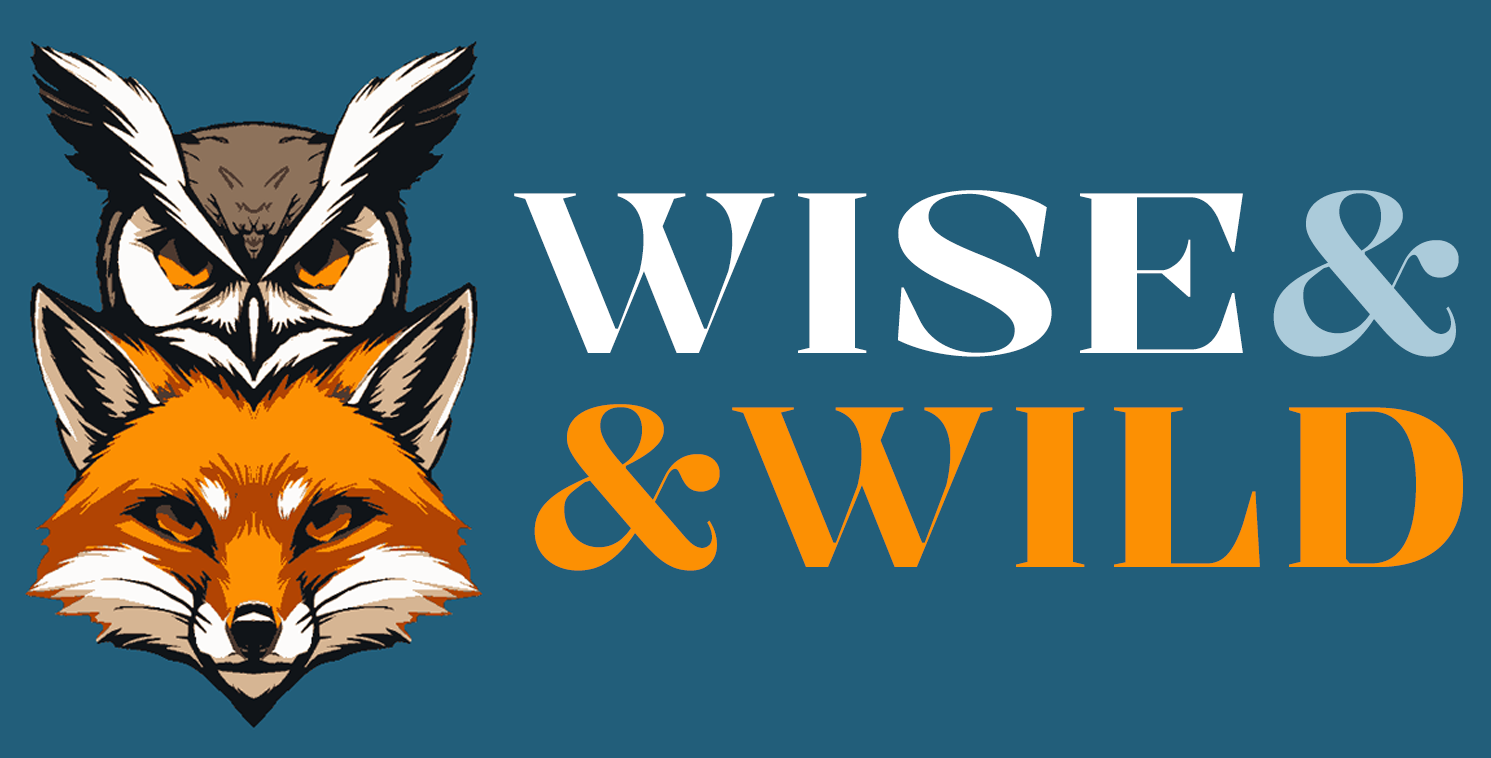 Wise & Wild logo showing an owl head above a fox head